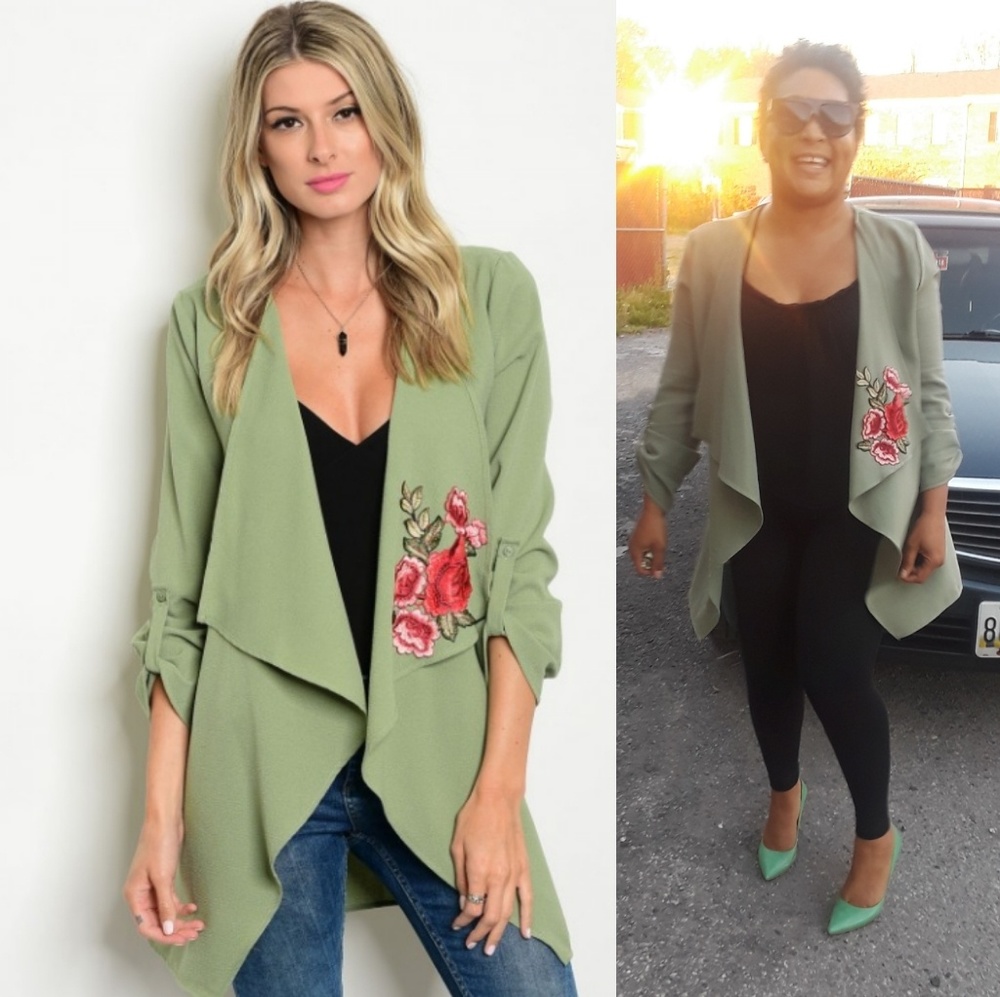 💕Sage Rose Patch Blazer - Picture 3 of 5